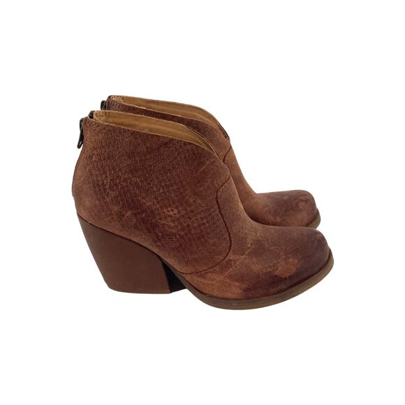 Korks Gemini Ankle Boots Womens 6.5 Brown Snake Pattern Chunky Heel - Picture 2 of 7